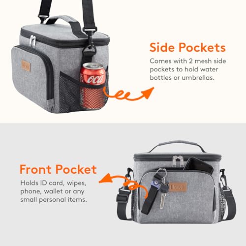 Lifewit Reusable Insulated Lunch Bag, Portable Cooler Freezable Soft Lunchbox Leakproof with Adjustable Shoulder Strap for Men Women Adult for Work Picnic or Travel, 9L 12 Can, Grey - color: Gray, size: Medium(9L)