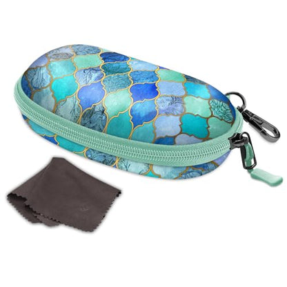 Fintie Sunglasses Case with Carabiner, Hard Shell Shockproof Sport Glasses Cases Travel Zipper Eyeglasses Holder, Cool Jade - color: Cool Jade