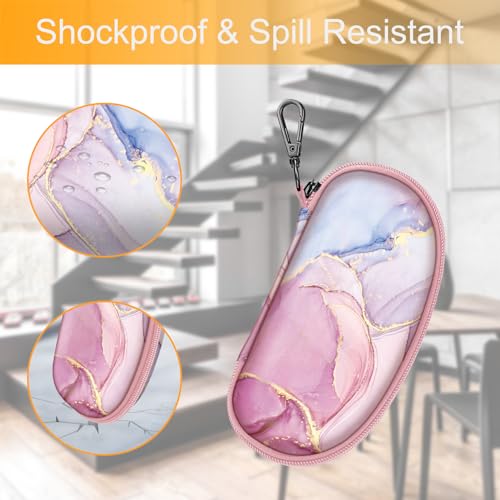 Fintie Sunglasses Case with Carabiner, Hard Shell Shockproof Sport Glasses Cases Travel Zipper Eyeglasses Holder, Glittering Marble - color: Glittering Marble