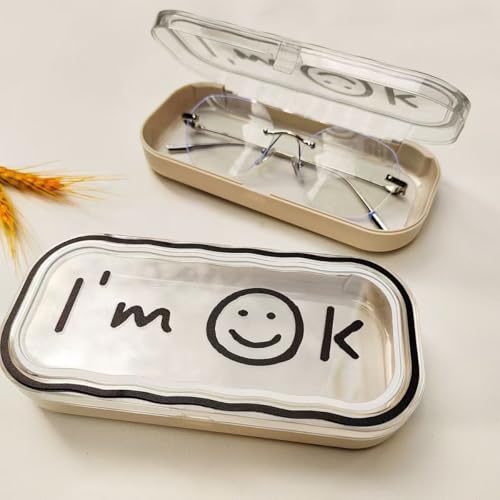 Cute hard shell bow glasses case cat transparent glasses case sunglasses glasses Size is 6.9 x 3.2 x 1.2inches - color: Case - Smiley Face