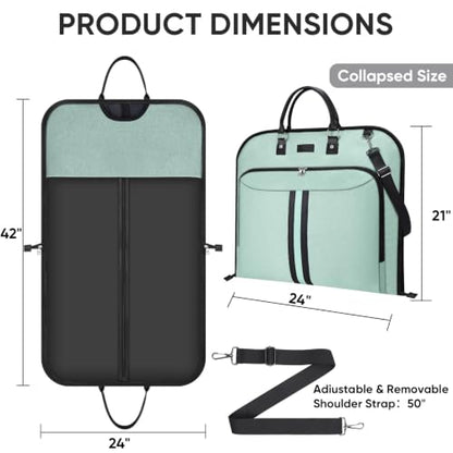 BALEINE Travel Garment Bag, Travel Suit Bag for Men, 42'' Waterproof Carry on Garment Bag for Hanging Clothes, Garment Duffel Bag for Travel Business (Mint Green) - color: Mint Green