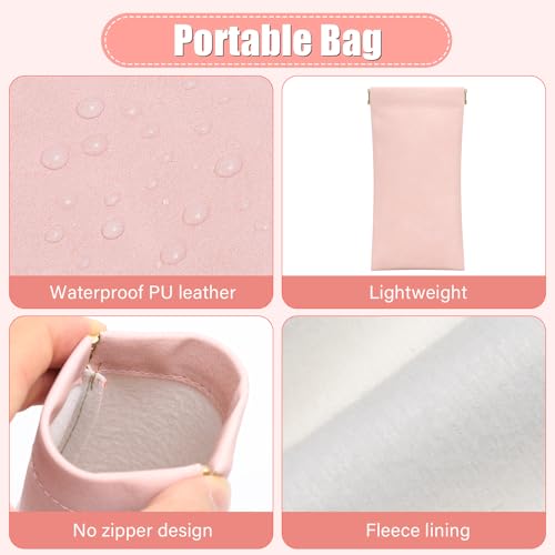 Sightor Sunglass Case, 2 Pcs Soft Eyeglass Cases for Women Portable Squeeze Top Leather Glasses Pouch - color: Black, Rose