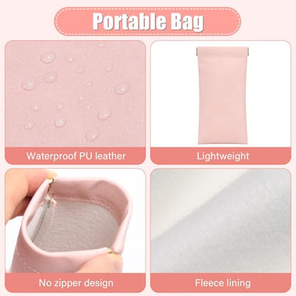 Sightor Sunglass Case, 2 Pcs Soft Eyeglass Cases for Women Portable Squeeze Top Leather Glasses Pouch - color: Black, Rose