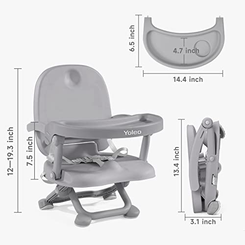 YOLEO Baby High Chair Booster Seat for Dining Table, Foldable High Chairs with Adjustable Heights, Travel Booster Seat with Removable Tray - color: Grey, size: No Cushion
