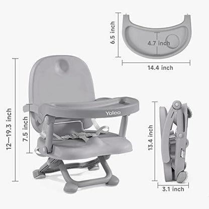 YOLEO Baby High Chair Booster Seat for Dining Table, Foldable High Chairs with Adjustable Heights, Travel Booster Seat with Removable Tray - color: Grey, size: No Cushion