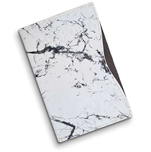 Alban RFID Passport Holder Women Men RFID Blocking Travel Passport Wallet Case Genuine Leather Passport Cover porta pasaporte - color: White Marble
