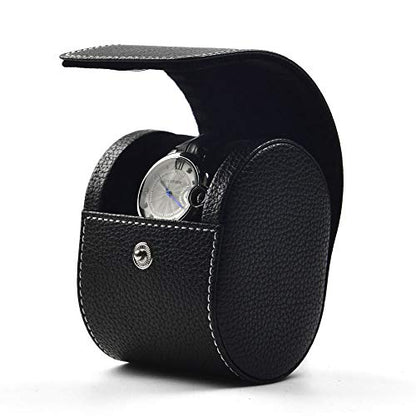 Oirlv Luxury Leather Watch Storage Box Travel Single Watch Case Jewelry Gift Box for Christmas Anniversary Birthday(Black) - color: Black