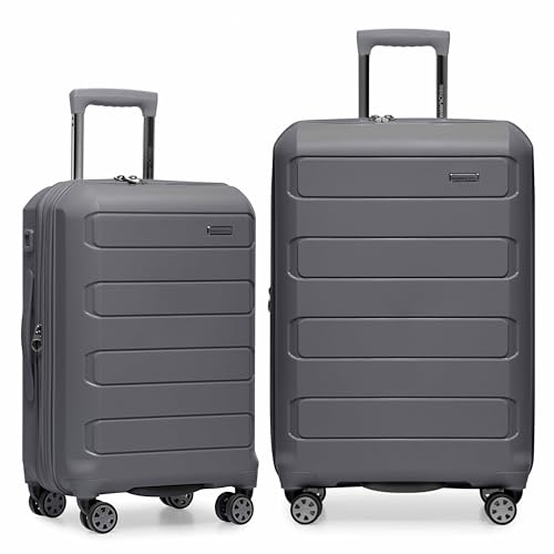 Traveler's Choice Pagosa Hardshell Expandable Luggage with Spinner Wheels, Gray, 2-Piece Set (22/27) - color: Gray, size: 2-Piece Set (22/27)