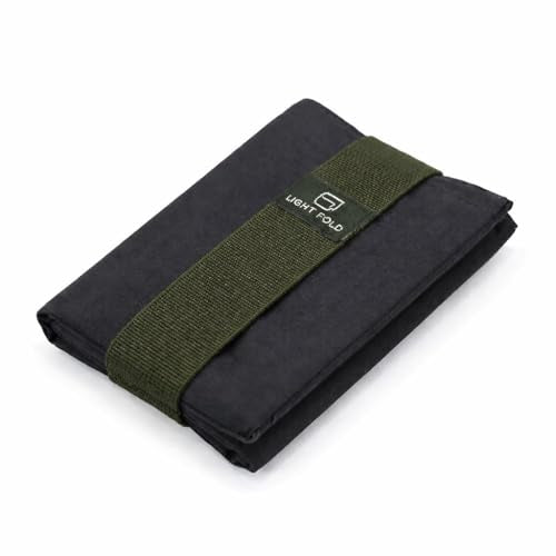 LIGHT FOLD Ultra Slim Tri-Fold Wallet with RFID Blocking, Lightweight Minimalist Men’s Wallet with Elastic Band, Waterproof Durable Nylon Fabric, Slim Front Pocket Card Holder Fits 12 Cards & Cash - color: Army Green