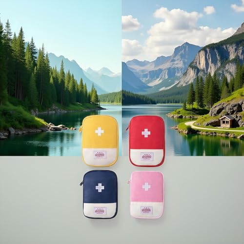 4 Pcs Portable Travel First Aid Pouch,Empty Mini First Aid Pouch,Outdoor Camping Hiking First Aid Medical Rescue Bag Multi-Function Emergency Medicine Storage Organizer Bag Household Supplies(Small)
