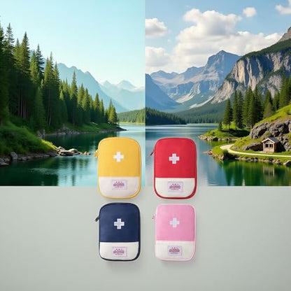 4 Pcs Portable Travel First Aid Pouch,Empty Mini First Aid Pouch,Outdoor Camping Hiking First Aid Medical Rescue Bag Multi-Function Emergency Medicine Storage Organizer Bag Household Supplies(Small)