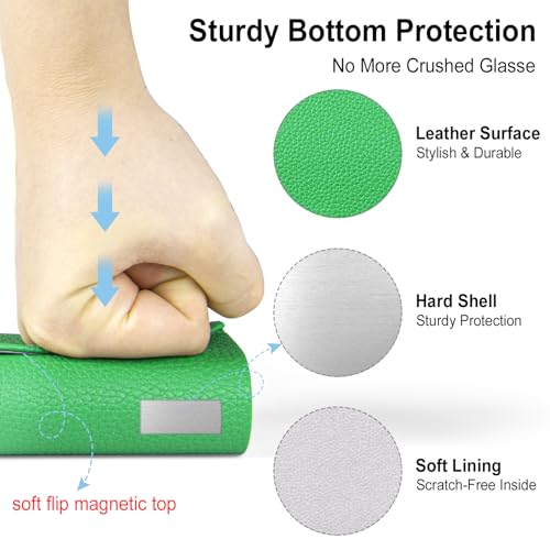RayLove Ultimate Glasses Case Kit, Hard Shell Sunglasses and Eyeglass Case with Cleaning Cloth, Screwdriver, Ear Hooks - style: 1pack,green
