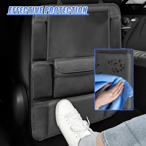 Car Backseat Organizer, Large Capacity Waterproof Auto Back Seat Kick Mats Protector with 12" Touch Screen Tablet Holder, Easy to Clean Car Front Seat Storage Pocket for Road Trip (2PCS) - size: 2PCS