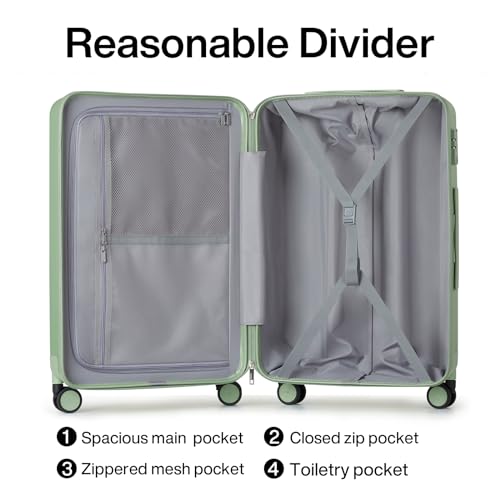 Hanke Luggage Sets 3 piece Carry On Luggage with Wheels PC Hard Shell Suitcases Lightweight Checked Travel Luggage Large Travel Suitcase Woman Men 20/24/29 Inch(Bamboo Green) - color: Bamboo Green, size: 3 Piece Set（20/24/29）