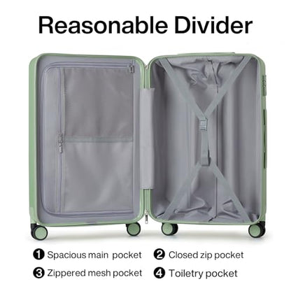 Hanke Luggage Sets 3 piece Carry On Luggage with Wheels PC Hard Shell Suitcases Lightweight Checked Travel Luggage Large Travel Suitcase Woman Men 20/24/29 Inch(Bamboo Green) - color: Bamboo Green, size: 3 Piece Set（20/24/29）