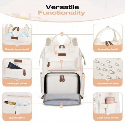 Maelstrom Travel Backpack for Women Men,Laptop Backpack Fits 15.6-17.3 Inch Laptop, Nurse/Work Bag with Insulated Lunch Box (Beige) - color: Beige