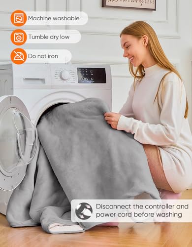 12V/24V Heated Car Blanket, Electric Blanket Flannel Heating Throw for Car, SUV, RV, Camping, 60" x 44", Hi/M/Lo Heating Settings, Auto-Off Timer,Grey - color: Grey