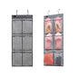 2 Pack Minimalist Black Over The Door Hanging Closet Shoe Holder Organizer with 6 Pockets (Mesh Pockets)