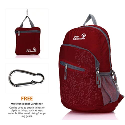 Outlander Packable Handy Lightweight Travel Hiking Backpack (Dak Red, 33L) - color: Dark Red, size: 33L