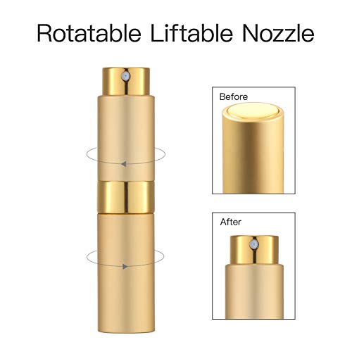 LISAPACK 8ML Atomizer Perfume Spray Bottle for Travel, Empty Refillable Cologne Dispenser, Portable Sprayer (Gold) - color: Gold