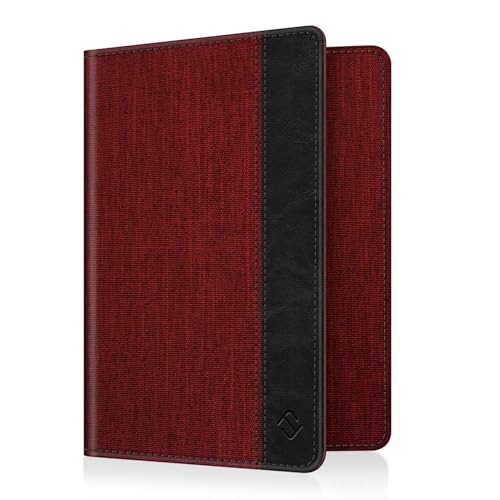 FINTIE Passport Holder, Slim Travel Wallet RFID Blocking Card Case Cover Passport Cover Protector Essentials with Credit Card Slots for Women/Men | Slim - color: Denim Burgundy
