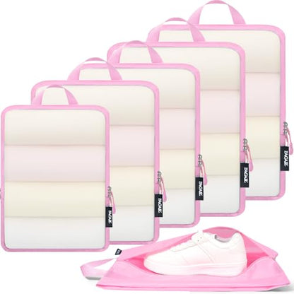BAGAIL 6 Set Ultralight Compression Packing Cubes Packing Organizer for Travel Accessories Luggage Suitcase Backpack - color: Pink70D, style: Mesh Pattern