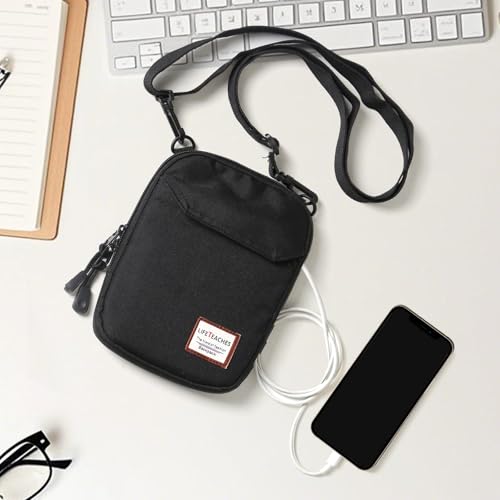 SEAFEW Mini Crossbody Bag Shoulder Bag for Men, Small Messenger Satchel Bag for Women - color: Black - Large
