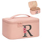 OCHEAL Initial Makeup Bag,Monogram Make up Bag Pink Travel Makeup Organizer Case Beauty Toiletry Cosmetic Bag with Brush Holder, Trendy Stuff Personalized Gifts for Women and Girls-R - color: Pink, style: R