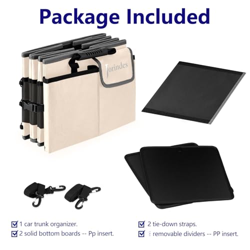 Trunk Organizer with Built-in Insulated Leak Proof Cooler Bag,Collapsible Cargo Organizer for SUV with Non Slip Bottom Strips,3 Large Compartments Foldable Waterproof Portable Car Storage Box - color: Khaki with Cooler Bag
