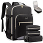 LOVEVOOK 50L Travel Backpack Flight Approved Carry on Backpack,3 Packing Cubes,Waterproof Personal Item Travel Bag,TSA Carry on Luggage Suitcase Travel Essentials,Gifts for Women & Men,fits 18" Laptop - color: Black-grey, size: X-Large-50L-4Pcs