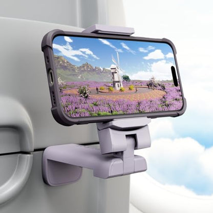 Airplane Travel Essentials Phone Holder, Klearlook Christmas Stocking Stuffers Phone Mount with Multi-Directional 360° Rotation, Travel Must Haves Handsfree Gadgets for Flying, Table or Outdoor-Lilac - color: Lavender