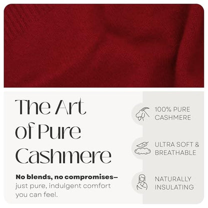 Velanio Cashmere 100% Cashmere Knitted Wrap Pashmina Shawl Extra Large Scarf Stole for Women Travel - color: Cranberry