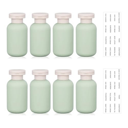 3.4 oz Plastic Small Travel Shampoo Bottles, Refillable Flip Cap Squeeze Bottles for Toiletries, Leakage-proof Travel Shampoo and Conditioner Container (8 pack) - color: Green, size: 3.4 oz
