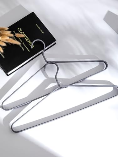 Premium Matte Titanium Gray Aluminum Coat Hangers 6 Piece Set, 16.5” Extra Smooth & Durable Metal Shirt Dress Hanger,Aluminum Alloy Hanger,Clothing Support,Clothing Hang - style: Gray Thick Hanger（6）