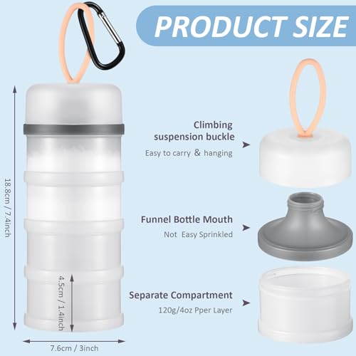 Baderke 2 Pcs Protein Powder Container with Funnels Stand, 4 Stackable Leakproof Protein Powder Dispenser, Portable Keychain Powder Container for Workout, Fitness, Travel(White) - color: White