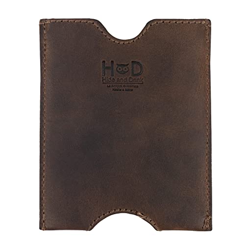 Hide & Drink, Travel Passport Pocket Sleeve Handmade from Full Grain Leather - Bourbon Brown - color: Bourbon Brown