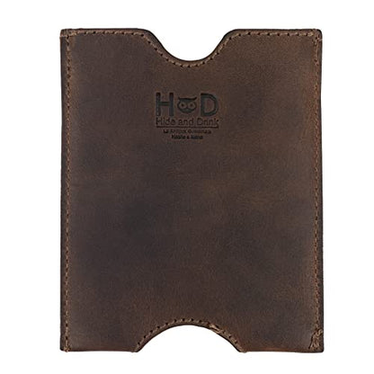 Hide & Drink, Travel Passport Pocket Sleeve Handmade from Full Grain Leather - Bourbon Brown - color: Bourbon Brown