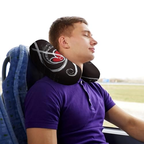 Treble Love and Music Travel Pillow Neck Rest Memory Foam U-Shaped Pillow Soft Comfortable Travel Neck Pillow Sleeping Rest Cushion Travel Accessories for Airplane Car Office