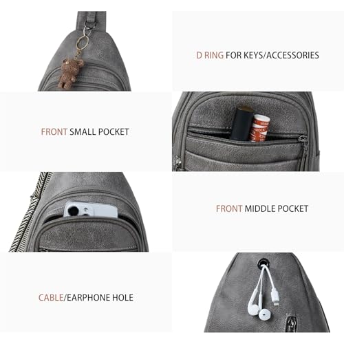 Leresas Sling Bag for Women Crossbody Bags Sling Purse Cross Body Backpack Vegan Leather Over Shoulder Bag Travel Handbag Gifts Dark Grey - color: Drak Grey