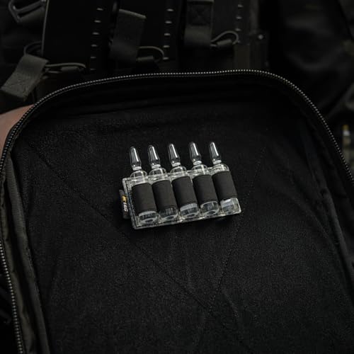 M-Tac Modular Ampoule Organizer Insert | Tactical Insert with Elastic Loops & Loop Velcro Backing | Fits Medical Kits & Backpacks, 5 Slot - color: Black, size: 5 ml