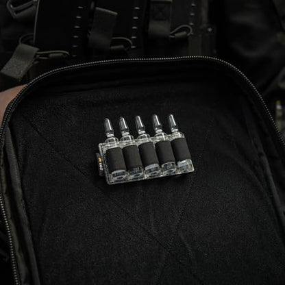 M-Tac Modular Ampoule Organizer Insert | Tactical Insert with Elastic Loops & Loop Velcro Backing | Fits Medical Kits & Backpacks, 5 Slot - color: Black, size: 5 ml
