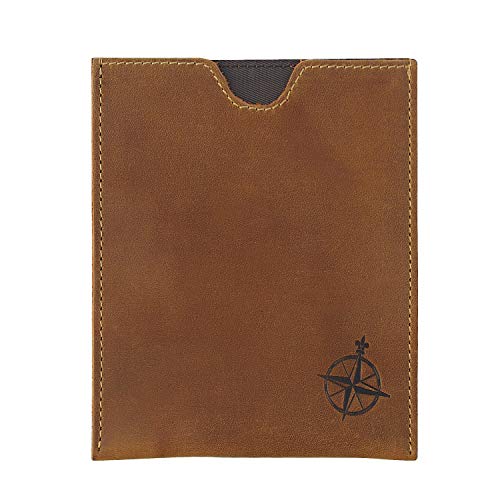 WANDERINGS Leather Passport Holder – Travel - Handmade Genuine Leather Wallet with Passport Pocket and Card Slots - RFID Blocking for Security Against Data Theft - style: Sleeve