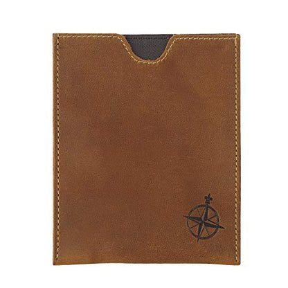 WANDERINGS Leather Passport Holder – Travel - Handmade Genuine Leather Wallet with Passport Pocket and Card Slots - RFID Blocking for Security Against Data Theft - style: Sleeve