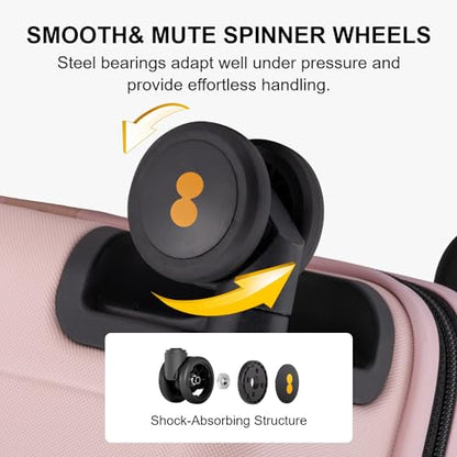 LEVEL8 Pink Suitcase with Spinner Wheels, Carry on Luggage Airline Approved, Suitcase for women Men, Lightweight Luminous Textured, Tsa Lock, 20 Inch - color: Pink, size: Carry-On 20 Inch