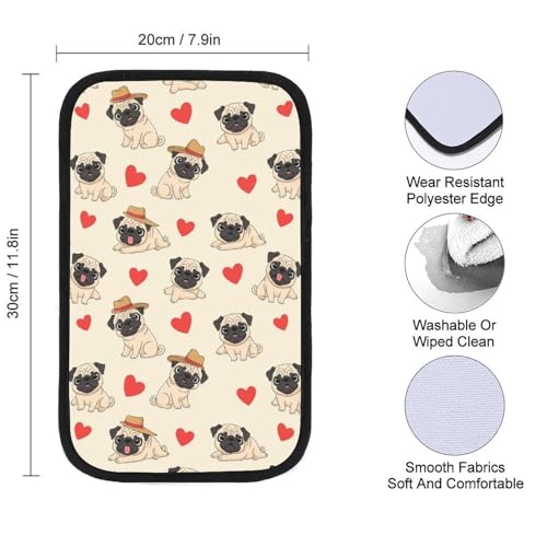 Auto Center Console Cushion Pad Red Love Heart Pug, Waterproof Armrest Box Protection Cover, Comfortable Interior Accessories - color: Picture (80)