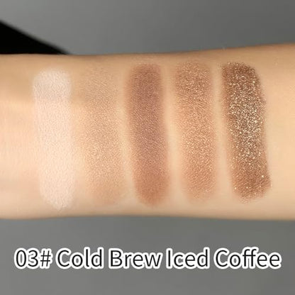 Neutral Nude Matte & Shimmer Eyeshadow Palette– Pink Cocoa Brown Champagne Gold Neutral-Warm Mattes Glitter Eye shadow Contour Makeup Palette for Mature Women, Blue Green Eyes, Daily Natural Makeup. - color: C03