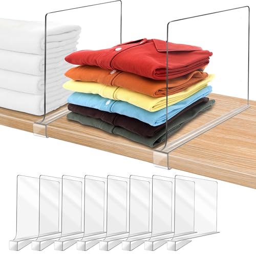 12 Inches Tall [Extra Tall Version] Shelf Dividers for Closet Organization and Storage, 8 Pack Purse Organizer for Closet Acrylic Bookshelf for Organization, Perfect for Sweater Shirts Handbags - color: Clear (12 Inches Tall, Higher Style), size: 8Pack
