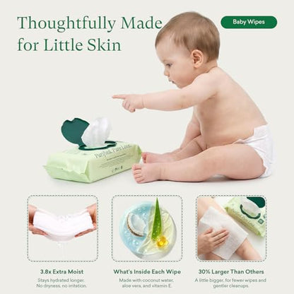 PurComfy Baby Diapers Essential Kit, Size N (96Ct) & Size 1 Diapers (104Ct), 6 Water Wipes (360Ct), 4 Travel Wipes (32Ct) and 2 Dry Wipes(120Ct), Baby Essentials Kit for Sensitive Skin, Total 712 Ct - size: Size N(96)+1(104)+Wipes(360ct)+Dry Wipes(120ct)