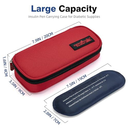 apollo walker Insulin Cooler Travel Case Diabetic Medication Cooler with Ice Packs and Insulation Liner insulin travel case tsa approved - color: Red, size: Small