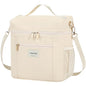 Voova Lunch Bag for Women, Insulated Lunch Box with Shoulder Strap, Adult Reusable Lightweight Nylon Waterproof Lunchbox Lunch bags for Work, Beige - color: Beige